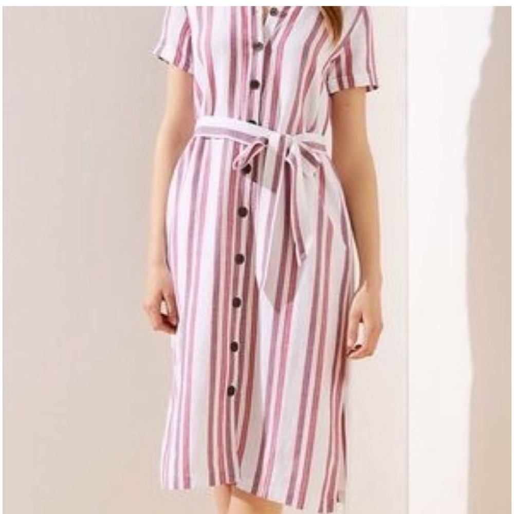 LOFT Stripe Linen Blend Dress size 4